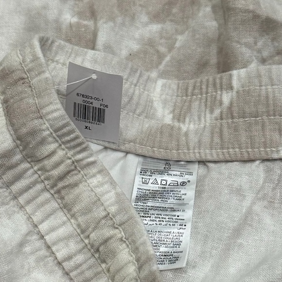 NEW Old Navy Cream and White Tie Dye Artsy Coastal Linen Blend Shorts Size XL - Picture 7 of 11